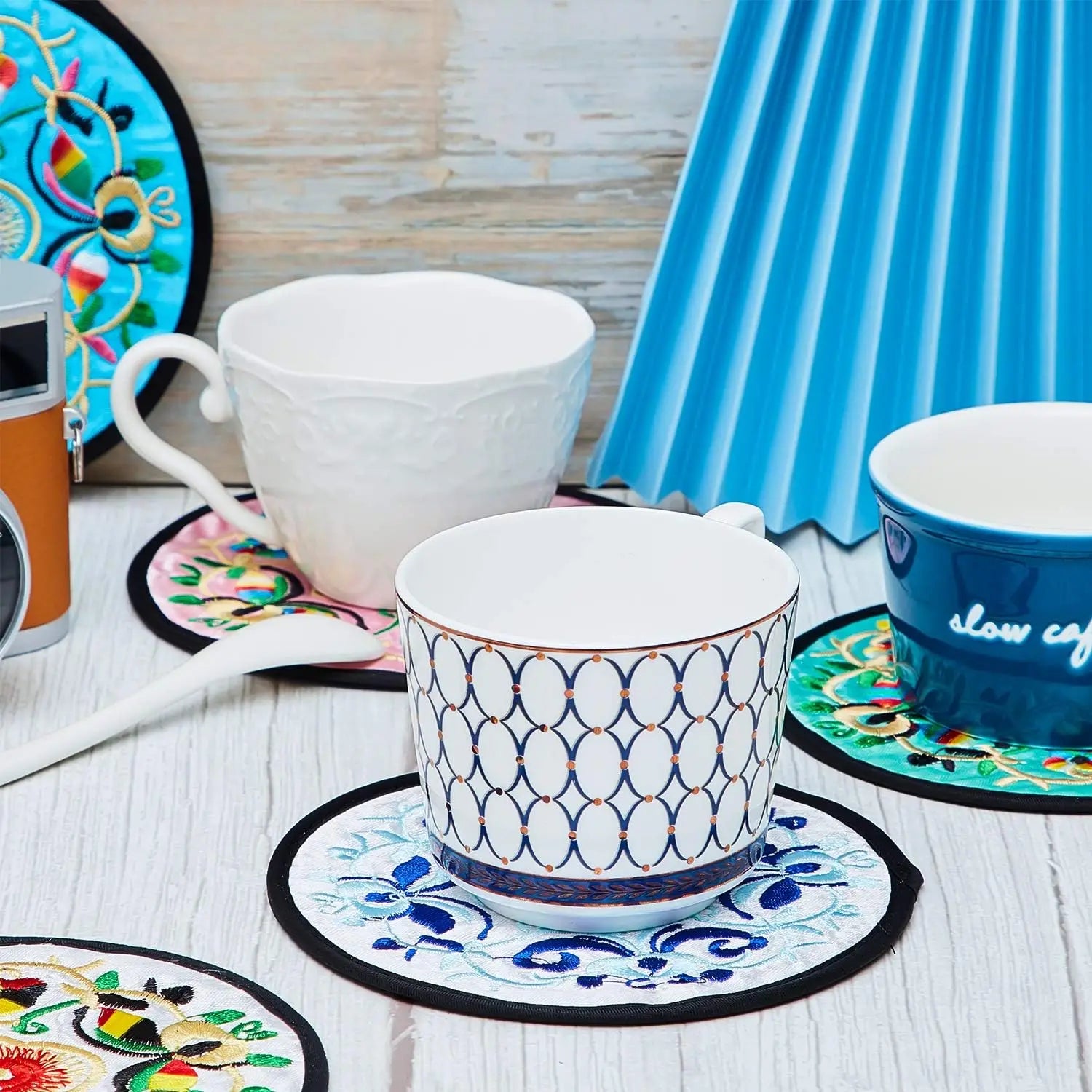 1pc Coasters,  Floral Fabric Coasters Teacup Mat
